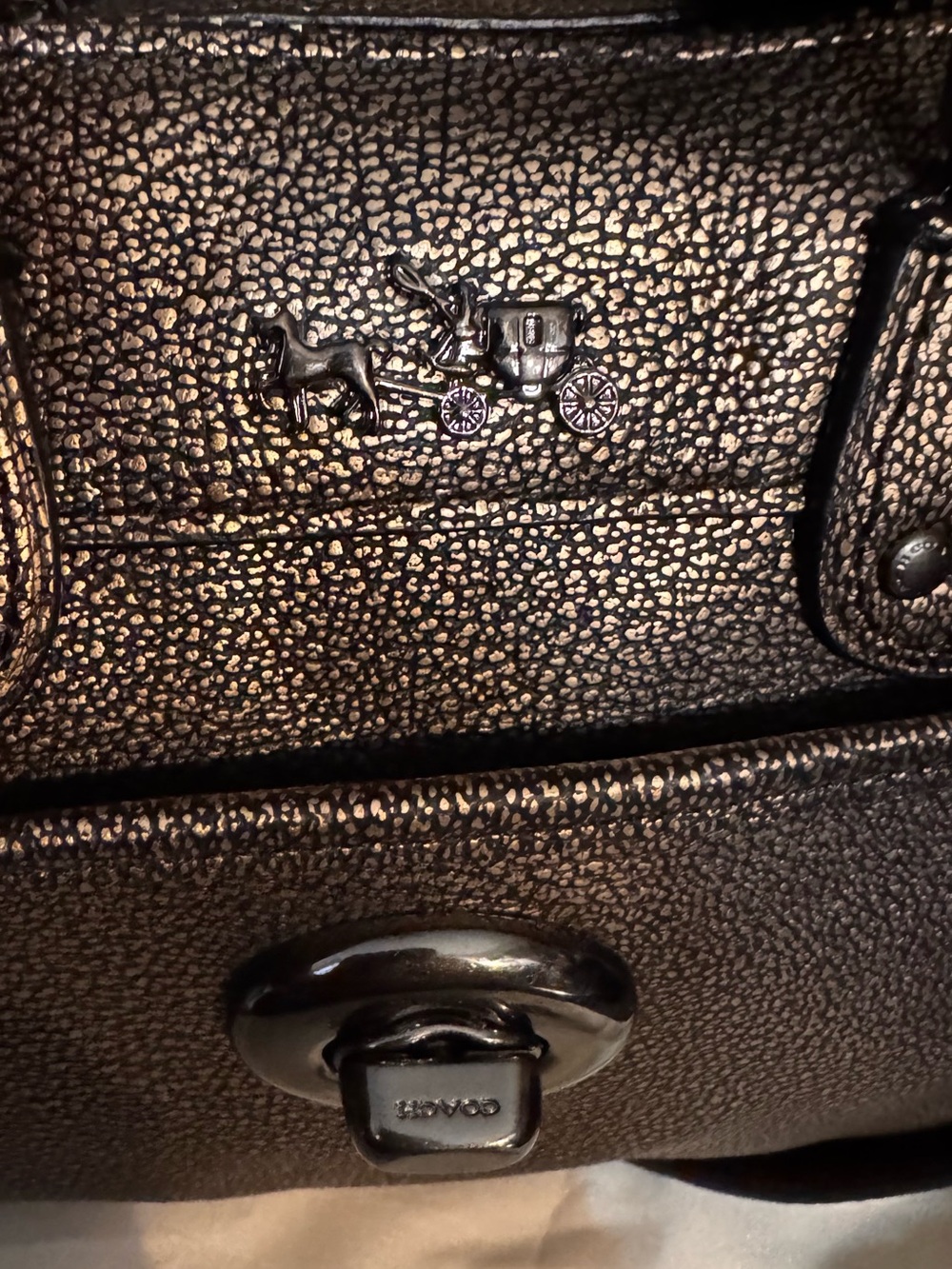 Coach 33684 Rhyder 24 Metallic Satchel (Bronze) -EUC - Picture 5 of 16